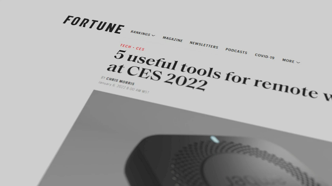 Screenshot of screen with Fortune Magazine website and CES 2022 article featured