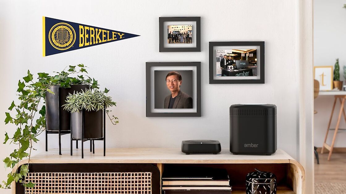 University of Berkley Banner on the wall of a home office