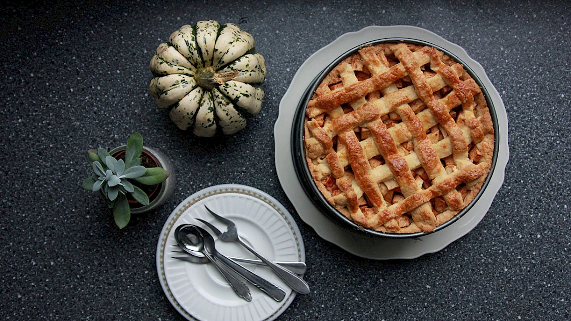 Apple pie on a table